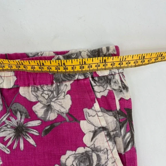 KUT from the Kloth Linen Blend Floral Shorts Women's Size 10 Pink Black White - Picture 6 of 8